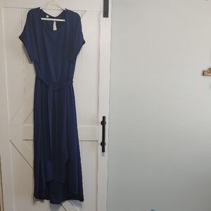 Chic Soul Blue Maxi Sundress with Dolman Sleeves